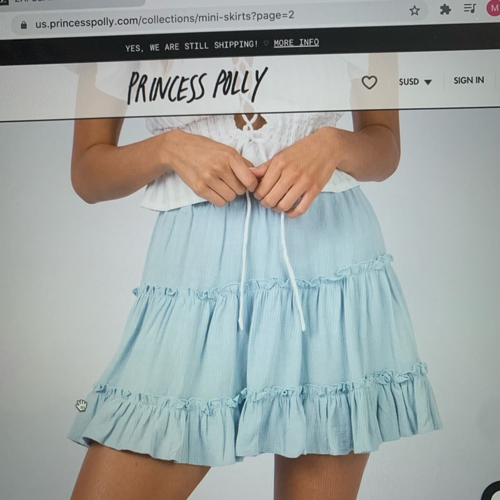 Princess Polly “ADDISON MAE MINI SKIRT BABY BLUE”